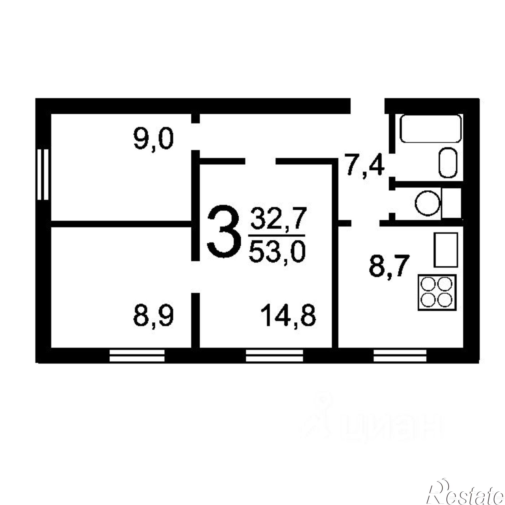 Купить квартиру за 3 800 000 рублей на Краснодонская улица, 12
