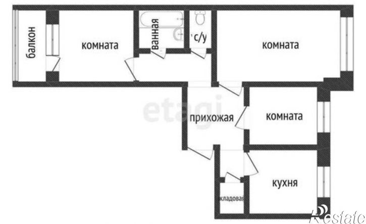 3-комн квартира жилой район Заозёрный, 2-й микрорайон, 8