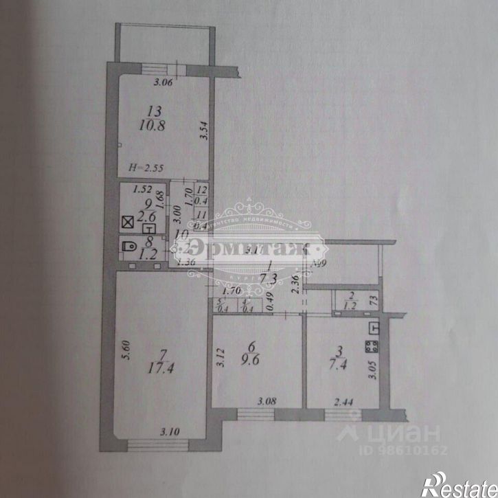 3-комн квартира жилой район Заозёрный, 5-й микрорайон, 16