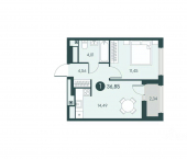 1-комн, 36 кв м, этаж 2/12 5-я Чистополевая улица, 7 к1