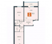 2-комн, 58 кв м, этаж 7/10 улица Коли Мяготина, 34Бк2