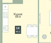 1-комн, 45 кв м, этаж 12/12 ул Витебского, 5