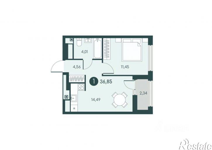 1-комн квартира в новом доме 5-я Чистополевая улица, 7 к1,  д. 7 к1