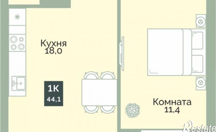 1-комн квартира в новом доме улица Витебского, 5,  д. 5