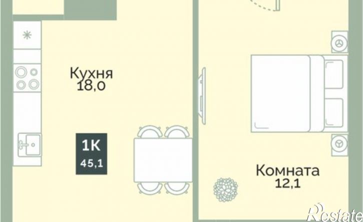 1-комн квартира в новом доме ул Витебского, 5,  д. 5