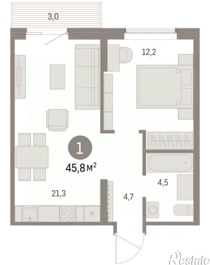 1-комн квартира в новом доме Пролетарская улица, 40,  д. 40