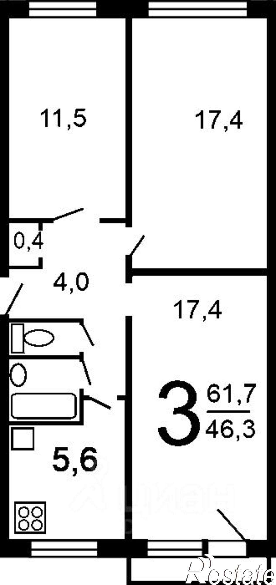 Купить квартиру за 4 299 000 рублей на ул Уральская, 24