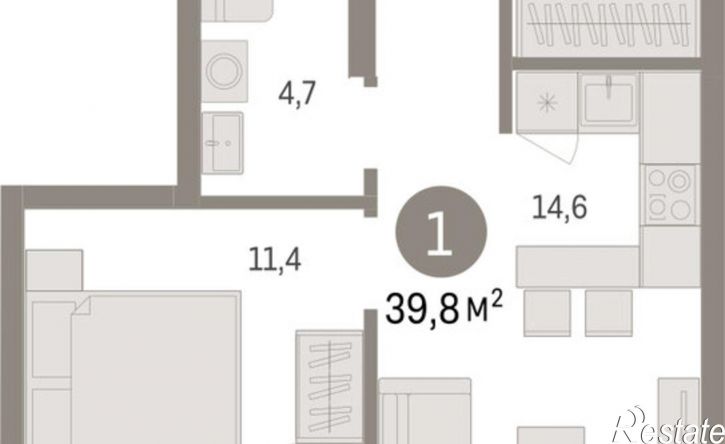 1-комн квартира в новом доме Пролетарская улица, 40,  д. 40