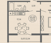 2-комн, 43кв м, этаж 4/10 жилой район Заозёрный, 11-й микрорайон, 4