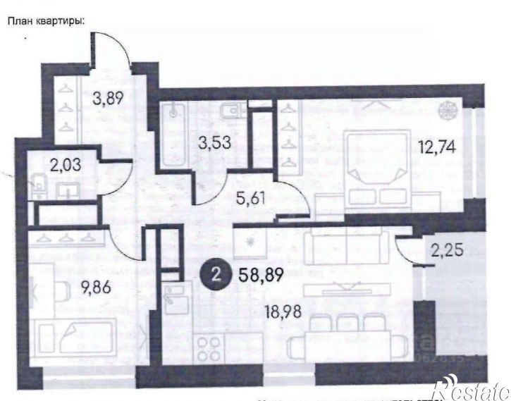 2-комн квартира в новом доме улица Федота Елисеева, 2,  д. 2