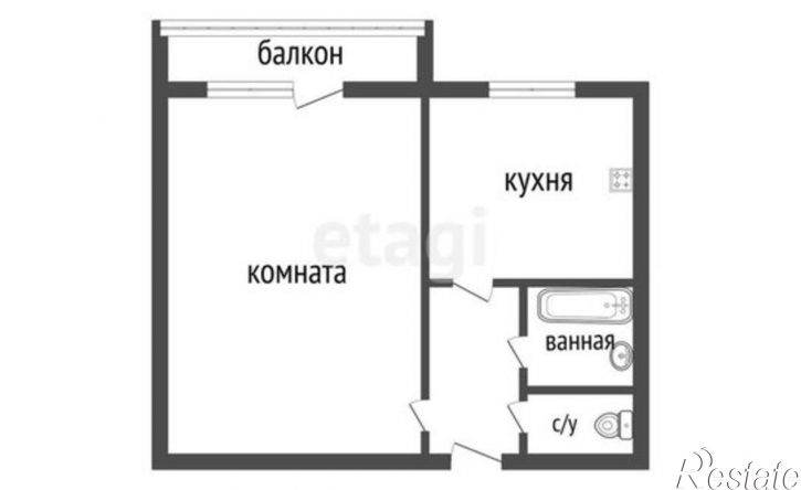 1-комн квартира жилой район Заозёрный, 5-й микрорайон, 9