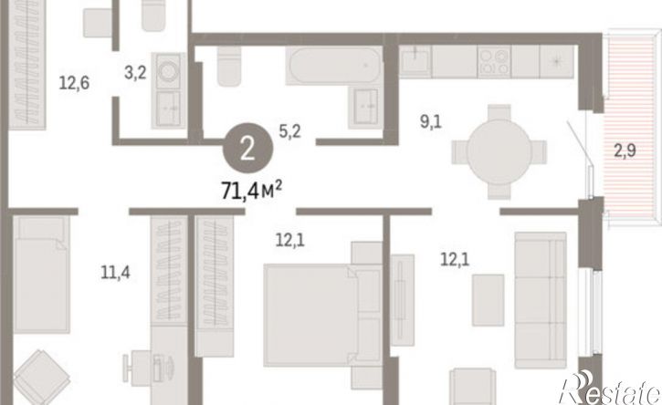 2-комн квартира в новом доме ул Пролетарская, 40а,  д. 40а