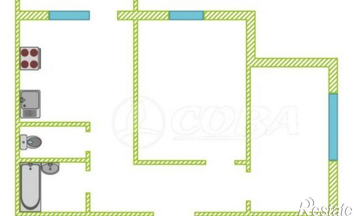 2-комн квартира жилой район Заозёрный, 16-й микрорайон, 6