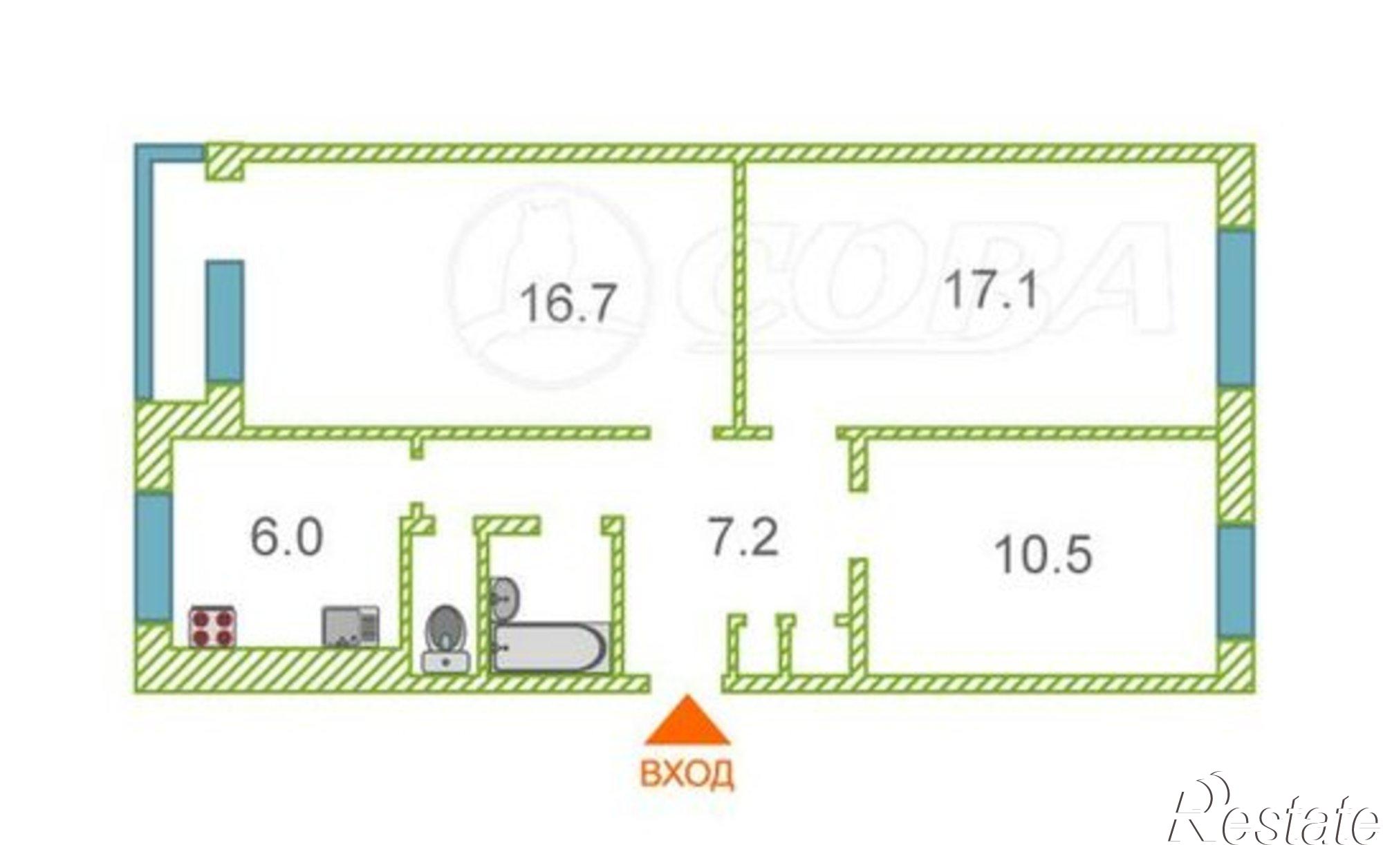 Купить квартиру за 5 200 000 рублей на Песчаный пер, 7