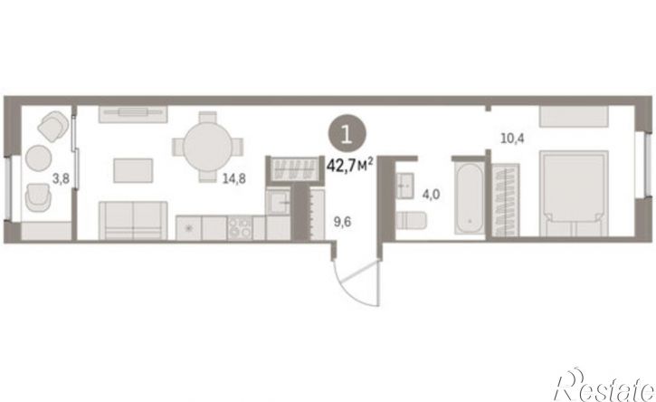 1-комн квартира в новом доме ул Пролетарская, 40а,  д. 40а