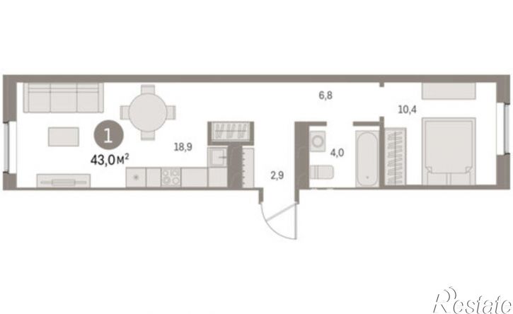 1-комн квартира в новом доме Пролетарская улица, 40,  д. 40