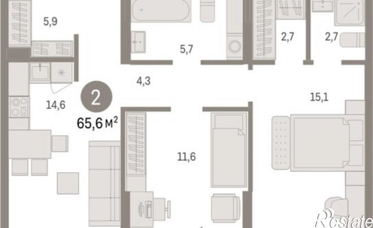 2-комн квартира в новом доме Пролетарская улица, 40,  д. 40
