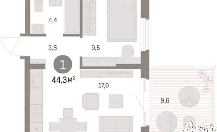 1-комн квартира в новом доме Пролетарская улица, 40,  д. 40