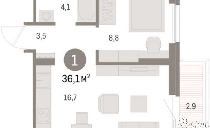 1-комн квартира в новом доме ул Пролетарская, 40а,  д. 40а