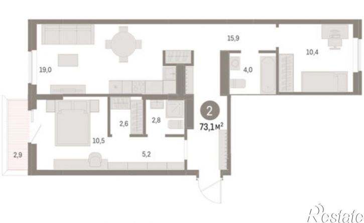 2-комн квартира в новом доме Пролетарская улица, 40,  д. 40