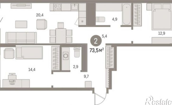 2-комн квартира в новом доме Пролетарская улица, 40,  д. 40