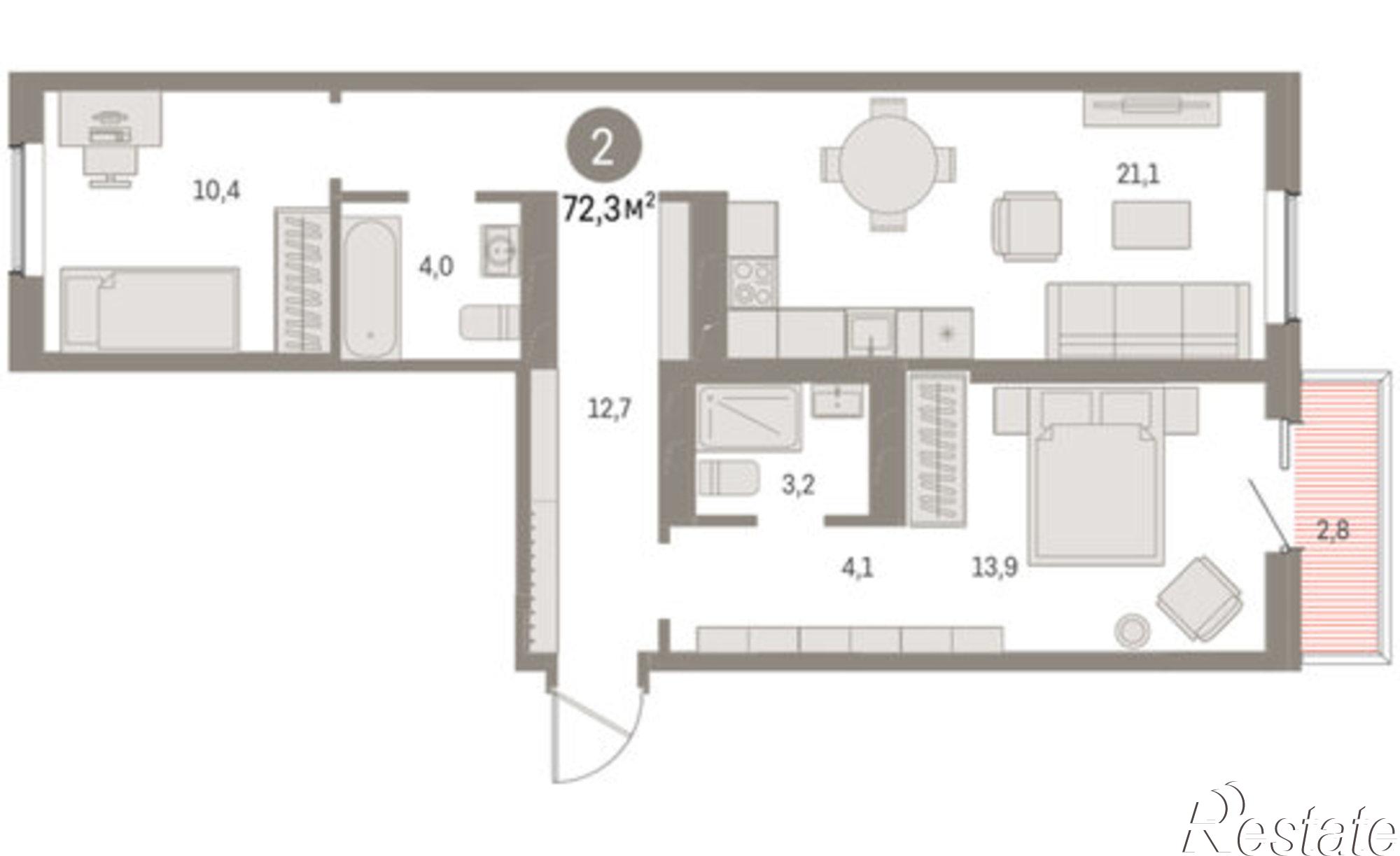 Купить квартиру за 10 990 000 рублей на ул Пролетарская, 40а