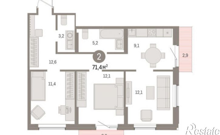 2-комн квартира в новом доме ул Пролетарская, 40а,  д. 40а