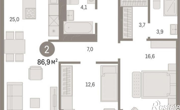2-комн квартира в новом доме Пролетарская улица, 40,  д. 40