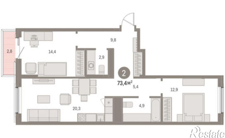 2-комн квартира в новом доме ул Пролетарская, 40а,  д. 40а
