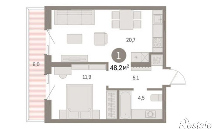 1-комн квартира в новом доме ул Пролетарская, 40а,  д. 40а