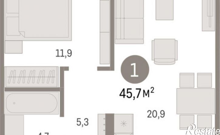 1-комн квартира в новом доме ул Пролетарская, 40а,  д. 40а