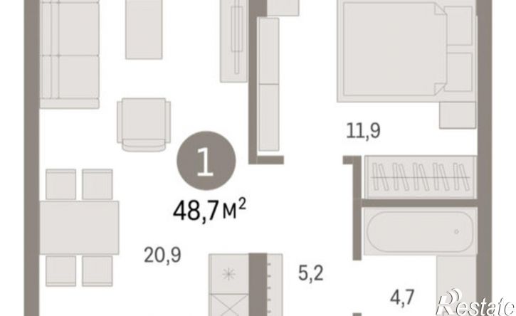 1-комн квартира в новом доме ул Пролетарская, 40а,  д. 40а