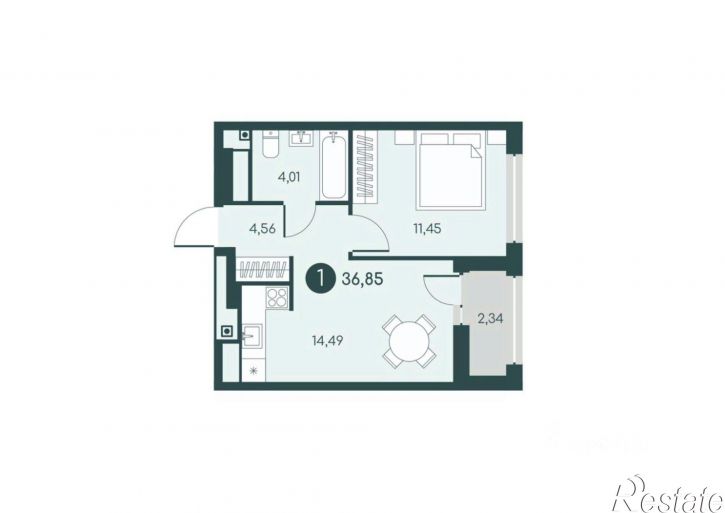1-комн квартира в новом доме 5-я Чистополевая улица, 7 к1,  д. 7 к1