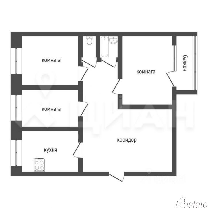 3-комн квартира улица Криволапова, 19,  д. 19