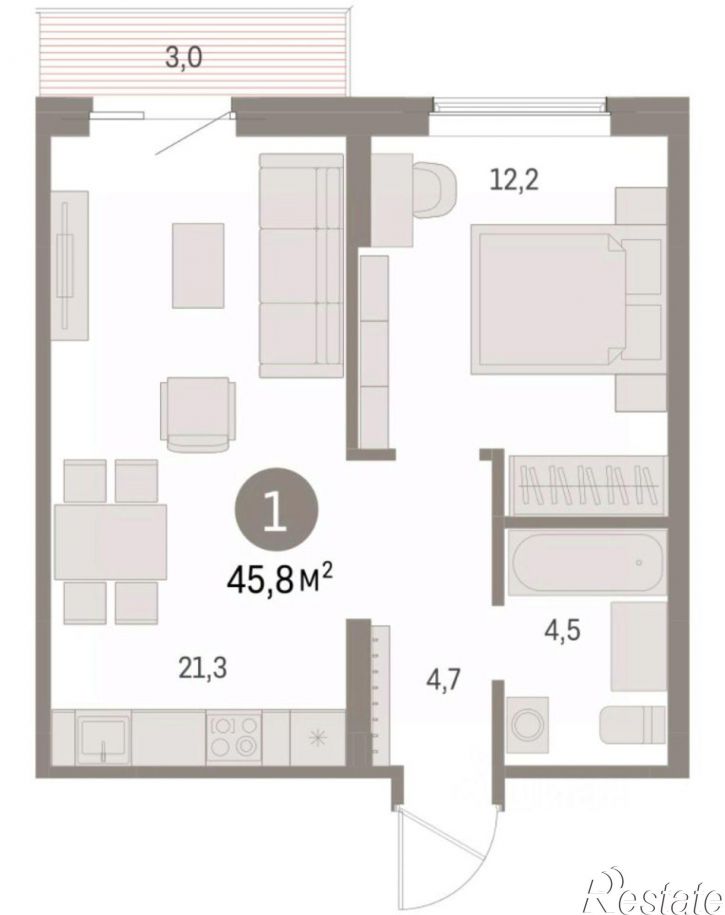 1-комн квартира в новом доме ул Пролетарская, 40а,  д. 40а