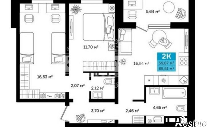 2-комн квартира проспект Конституции, 56И,  д. 56И