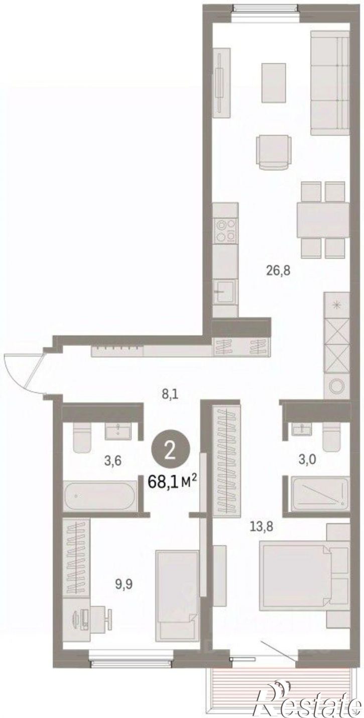 3-комн квартира в новом доме ул Пролетарская, 40а,  д. 40а