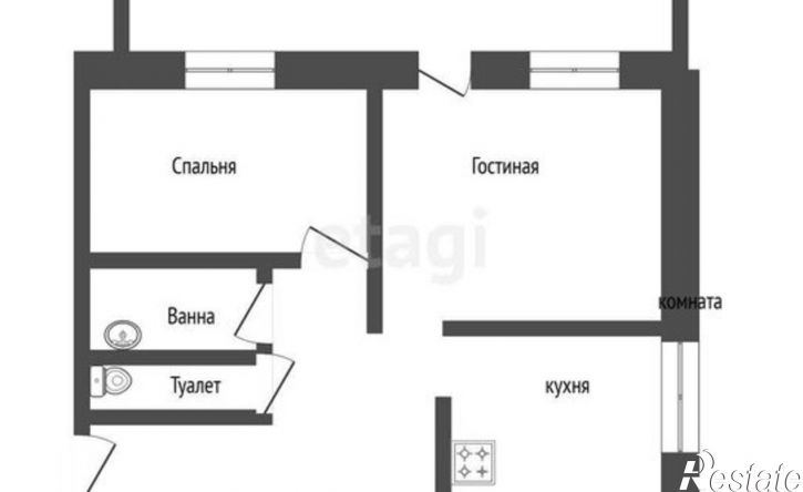 2-комн квартира жилой район Заозёрный, 2-й микрорайон, 21
