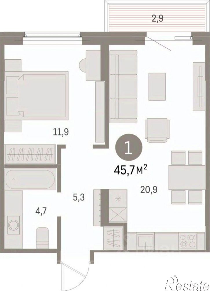 1-комн квартира в новом доме ул Пролетарская, 40а,  д. 40а