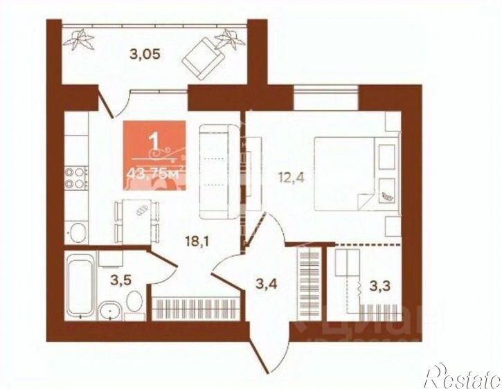 1-комн квартира ул Аргентовского, 125,  д. 125