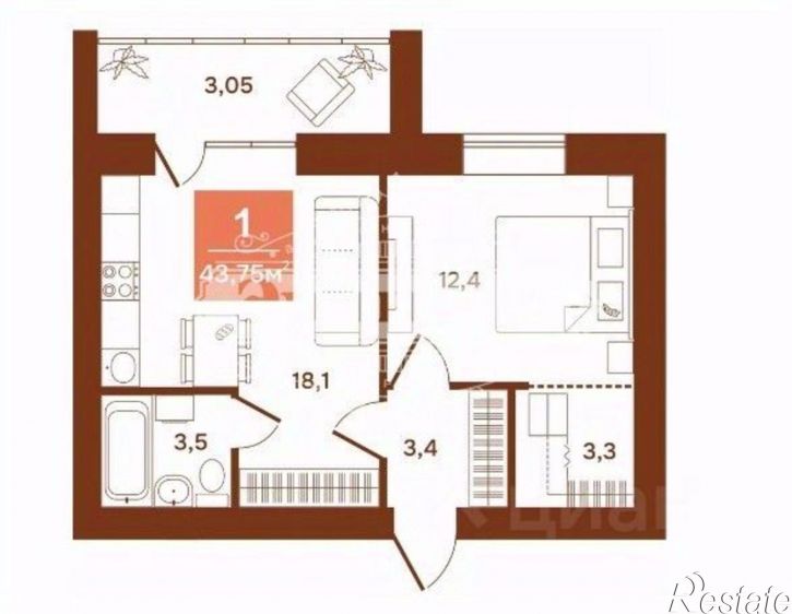1-комн квартира ул Аргентовского, 125,  д. 125