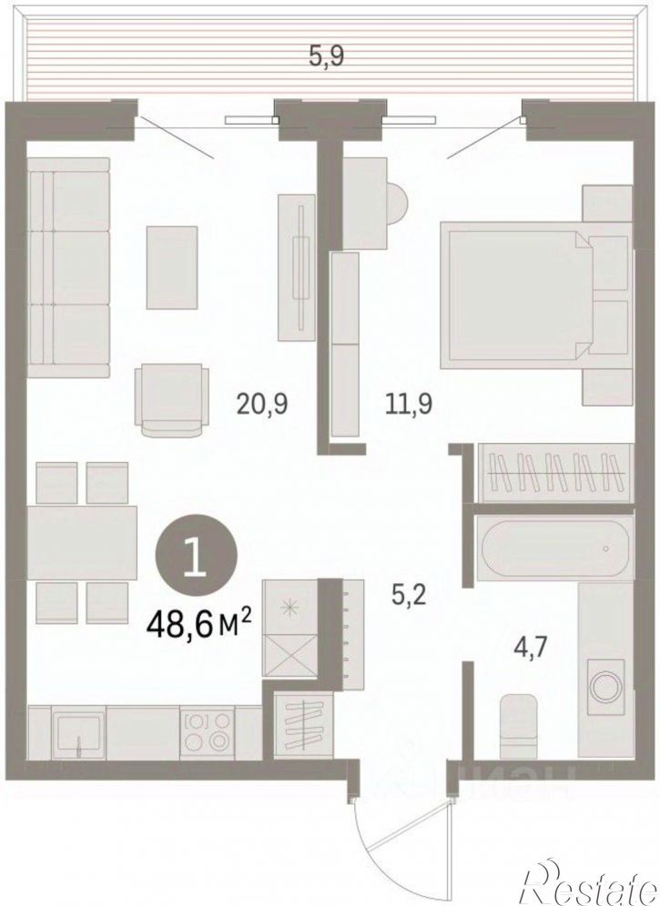 2-комн квартира в новом доме ул Пролетарская, 40а,  д. 40а