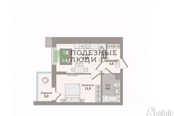 1-комн квартира в новом доме Курган г., Заозерный, 12-й мкр., д.2