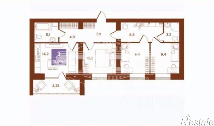 3-комн квартира ул Аргентовского, 125,  д. 125