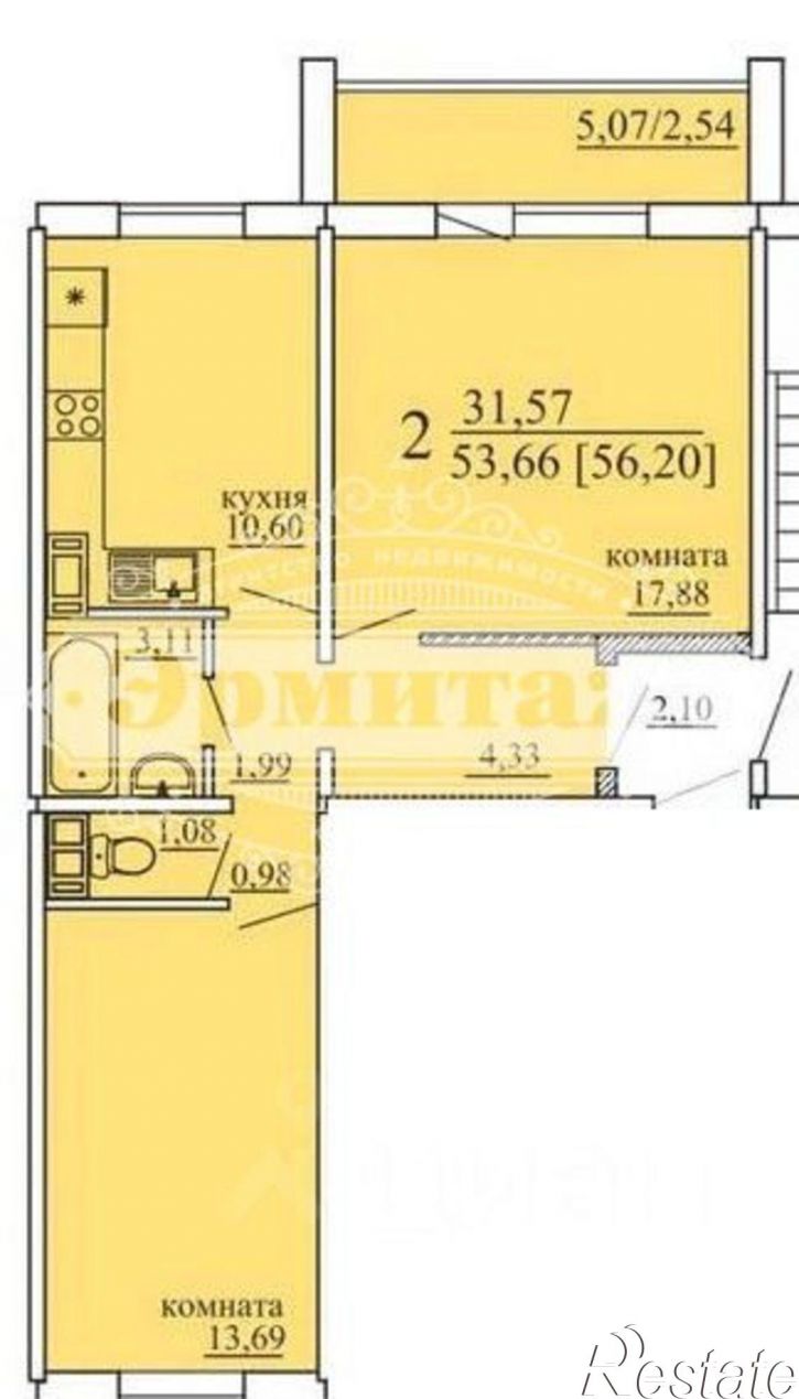 2-комн квартира ул Алексеева, 14а,  д. 14а