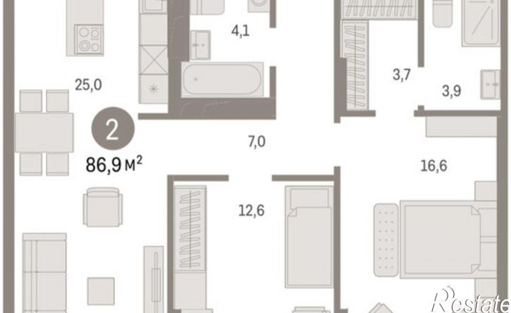 3-комн квартира в новом доме ул Пролетарская, 40,  д. 40