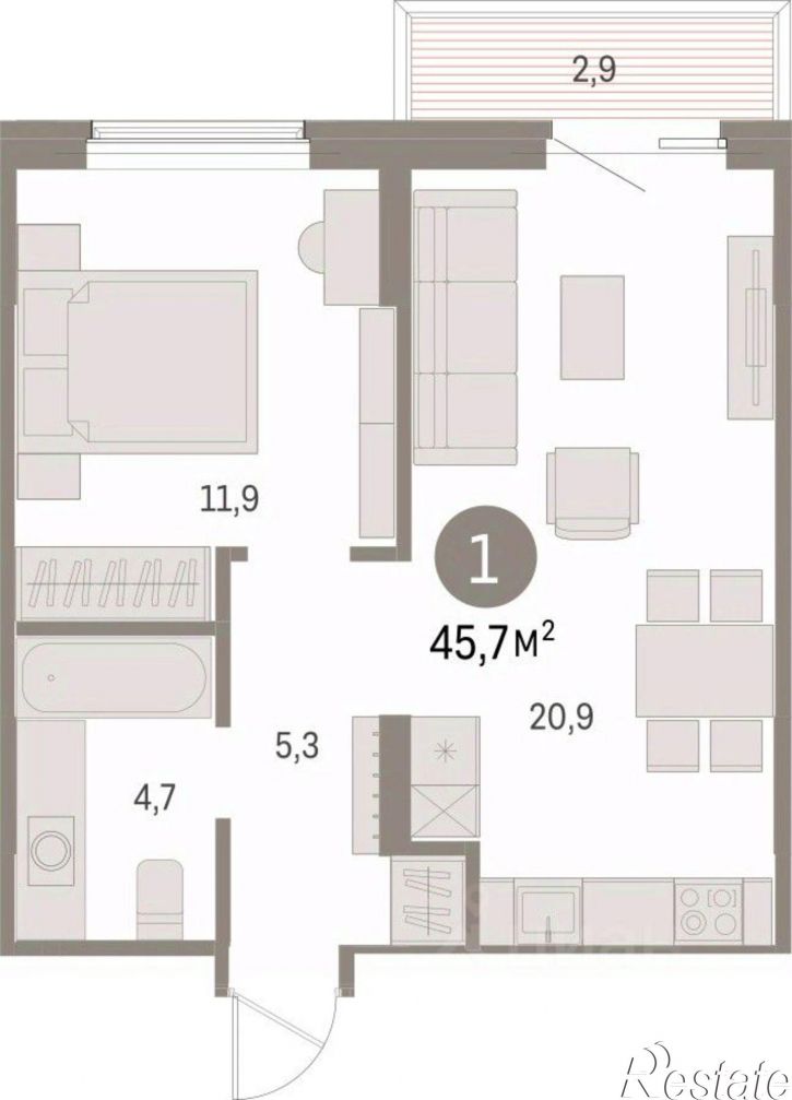 1-комн квартира в новом доме ул Пролетарская, 40а,  д. 40а