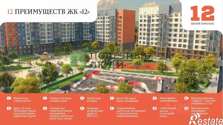 1-комн квартира в новом доме Курган г., Заозерный, 12-й мкр., д.2