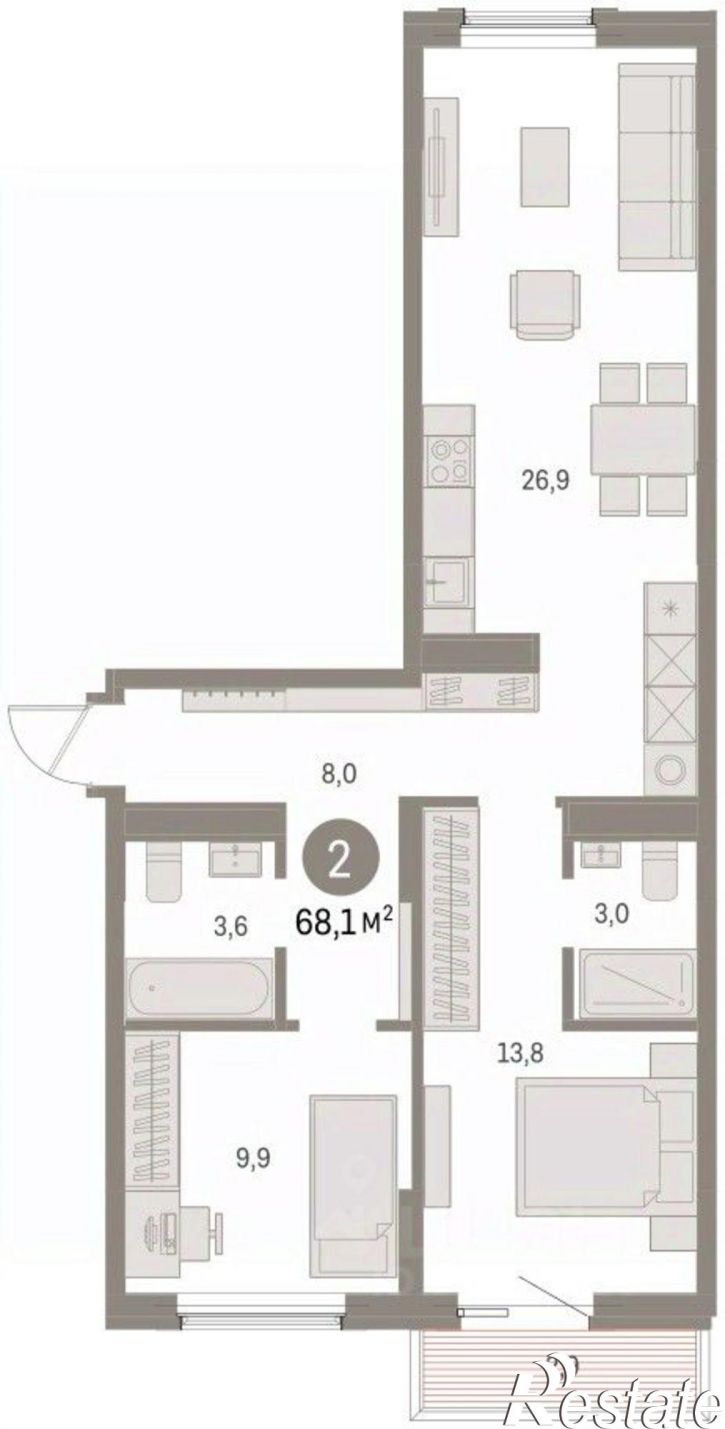 3-комн квартира в новом доме ул Пролетарская, 40а,  д. 40а