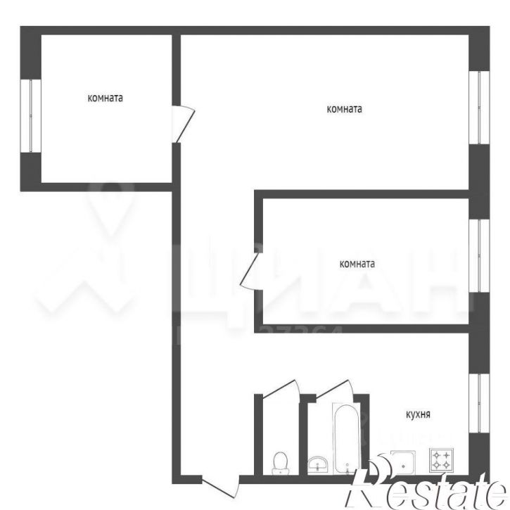 3-комн квартира улица Володарского, 29,  д. 29